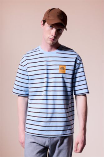 Man Blue Boxy Fit Short Sleeve T-Shirt