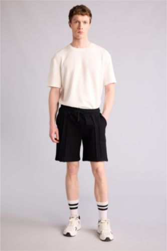 Erkek Siyah Regular Fıt Şort