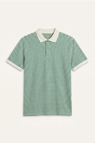Cotton Regular Fit Piqué Striped Polo T-Shirt