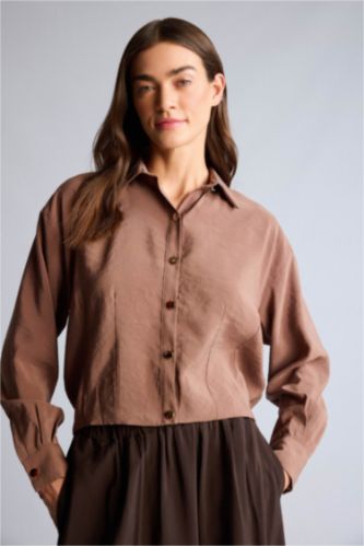 Kadın Vizon Oversıze Polo Yaka Gömlek