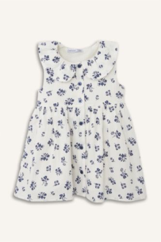 Kız Bebek Ekru Çizgili Elbise Kız Bebek