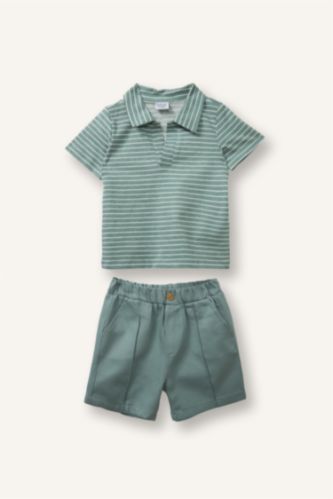 Erkek Bebek Açık Haki 2'Li Takım Erkek Bebek
