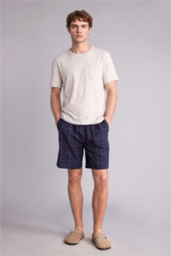 Erkek Lacivert New Regular Fıt Poplin Şort