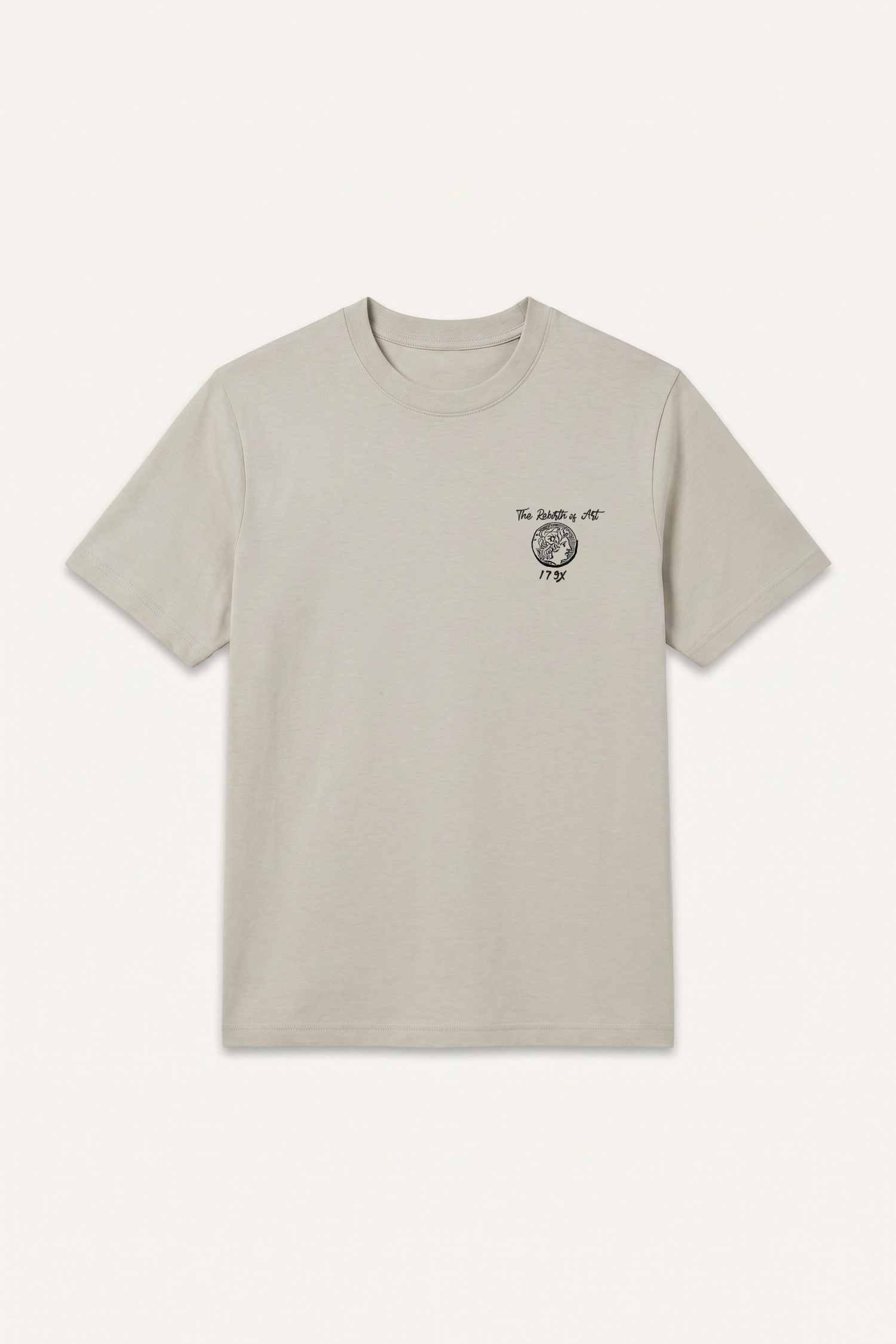 رجالي بيج فاتح Boxy Fit Crew Neck Short Sleeve T-Shirt