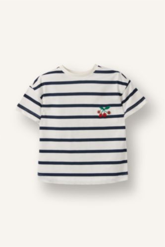 Baby Girl NAVY تيشيرت بيبي بناتي نص ردن ممشط