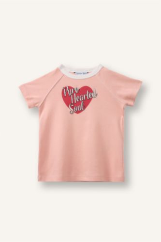 Kız Bebek Pembe Kısa kollu Ribana Tişört Kız Bebek