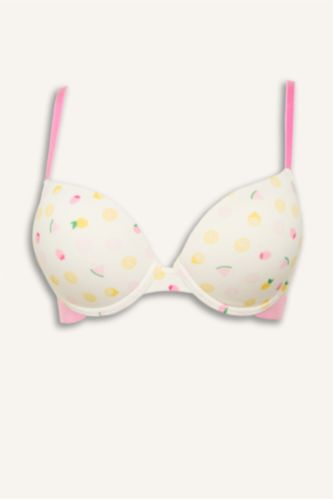 Kadın Kırık Beyaz Meyve Desenli Kaplı Pedli