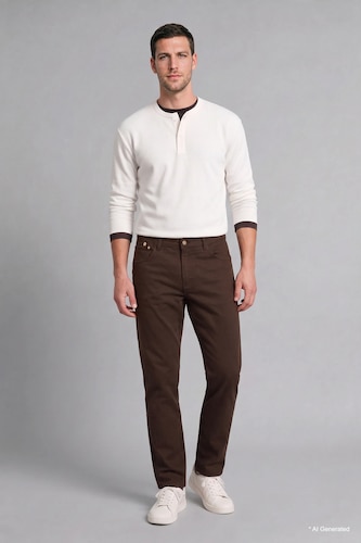 MAN Kahve Regular Fit Normal Waist Straight Leg Trousers