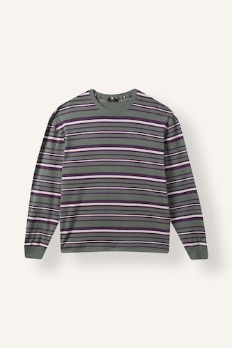 Boxy Fit Striped Crew Neck Sweatshirt