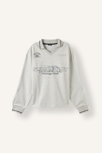 Мужчины Серый меланж Свитшот Boxy Fit