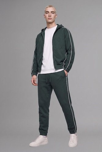 MAN Dark Green Regular Fit Elastic Leg Jogger Sweatpants