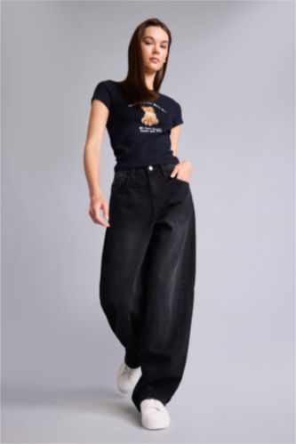 Әйелдерге қара Baggy Fit джинс шалбар