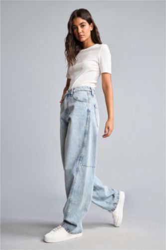 Женщины Голубрй Джинсы Baggy Fit