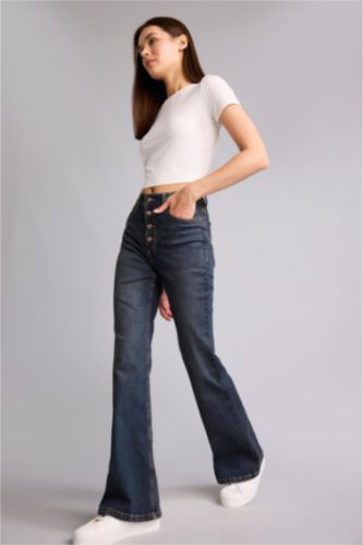 Әйелдерге қою көк Mia Flare Fit шалбар