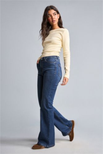 Әйелдерге Көк Mia Flare Fit шалбар