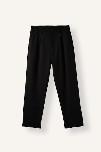 Baggy Fit Elastic Waist Straight Leg Basic Trousers