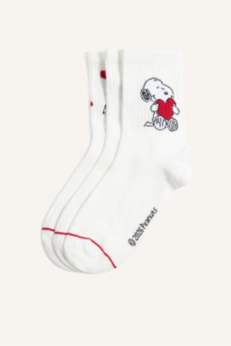 Kadın Karma Snoopy Lisanslı Pamuklu 3'Lü Çorap