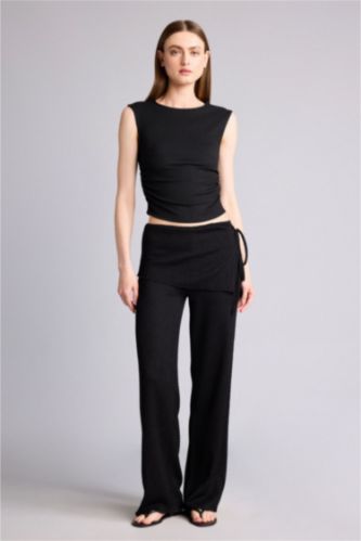 Women Black Wide Leg Trousers