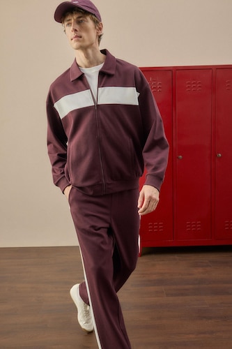 Мужчины Темно-бордовый Кардиган Boxy Fit