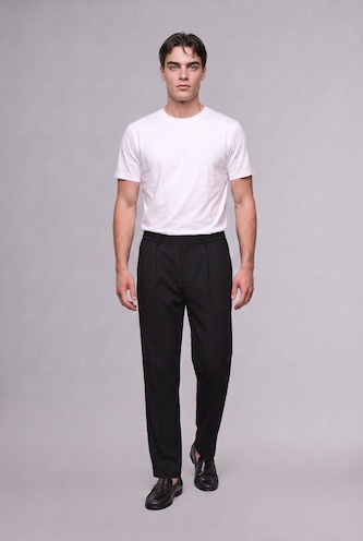 Man Black Wide Leg Trousers