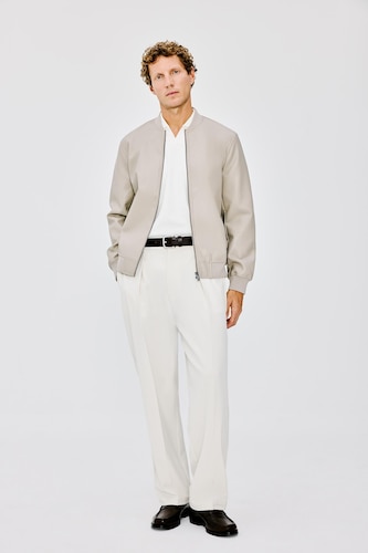 Men Ecru Wide Leg Trousers