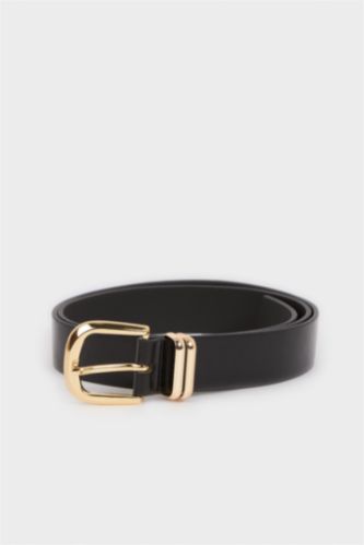 Kadın Siyah Kadın Dikdörtgen Toka Suni Deri Günlük Kemer