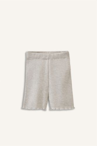 Kız Bebek Açık Gri Melange Bıker Fitilli Kaşkorse Şort Kız Bebek