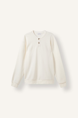 Man Ecru Regular Fit Knitwear Look Sweatshirt
