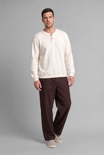 رجال بيج فاتح 100% Cotton Regular Fit Knit Look Texture Sweatshirt