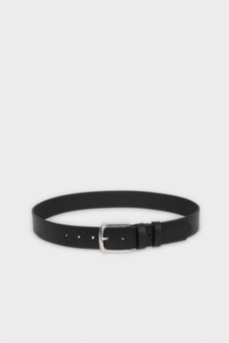 Erkek Siyah Erkek Dikdörtgen Toka Suni Deri Jean Kemeri