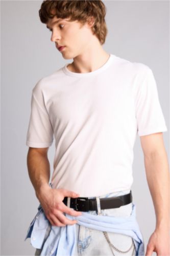 Erkek Siyah Erkek Dikdörtgen Toka Suni Deri Jean Kemeri