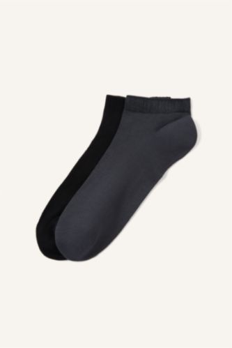 Erkek Gri Melanj 2'Li Patik Çorap