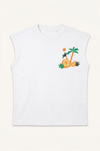 Baby Boys Ecru Baby Boy Oversize Fit Tank Top