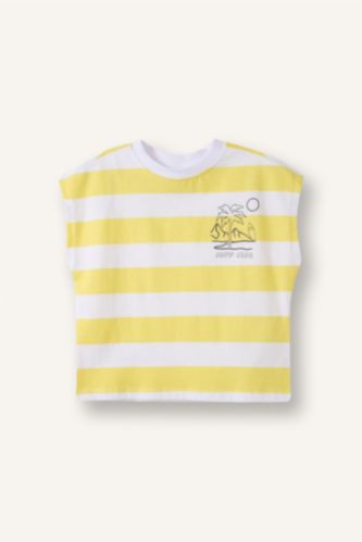 Baby Boys White Baby Boy Oversize Fit Striped Tank Top