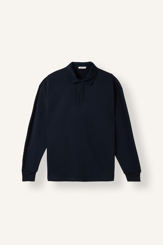 Erkek Lacivert Relax Fit Polo Yaka Basic Sweatshirt