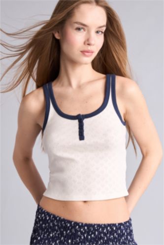 Kadın Kırık Beyaz Fitted Ribana Atlet