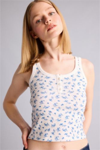 Kadın Kırık Beyaz Fitted Ribana Atlet