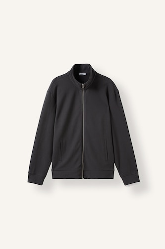 Cardigan en coton à col montant et fermeture zippée avec poches Coupe régulière