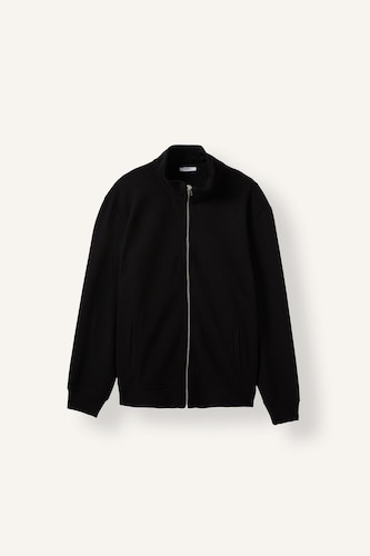 Regular Fit Cotton Zip-Up Pockets High Neck Cardigan