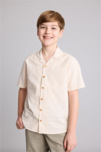 Young Boys - Teen Boys Beige Regular Fit Short Sleeve Shirt