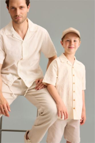 Young Boys - Teen Boys Beige Regular Fit Short Sleeve Shirt