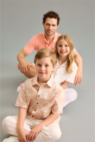 أولاد بيج Boy Regular Fit Tropical Patterned Short Sleeve Shirt