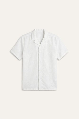Regular Fit Shirt Collar Linen Blended Short Sleeve Shirt