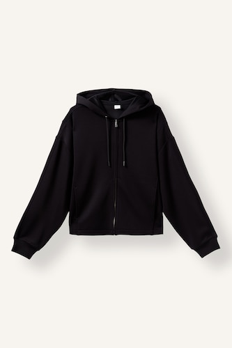 Kadın Siyah Ultra Yumuşak Oversize Kapüşonlu Basic Sweatshirt