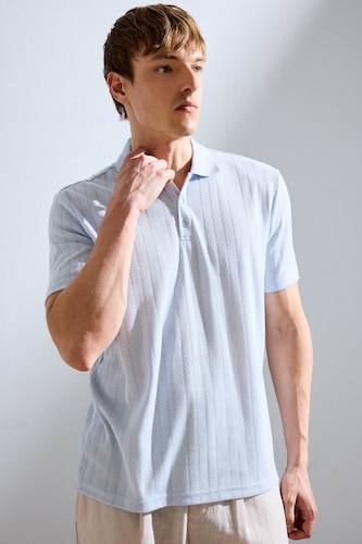 Erkek Açık Mavi Regular Fit Polo Tişört