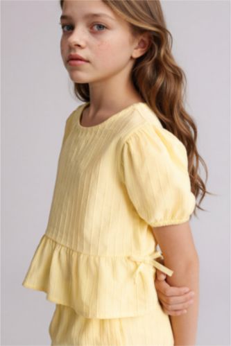 Kız Çocuk - Genç Kız Açık Sarı Kısa Kollu Bluz Kız Çocuk