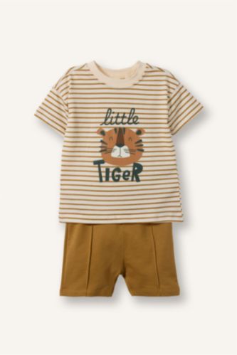 Baby Boys Ecru 2 piece Regular Fit Animal Set