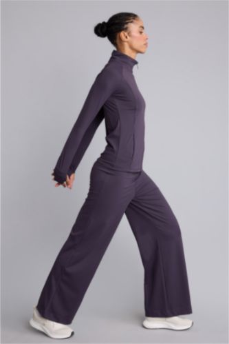 Women Dark Purple Wide Leg Trousers