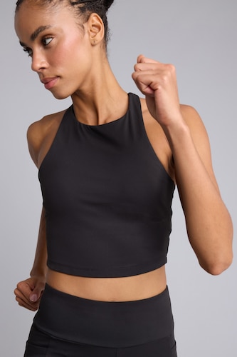 Kadın Siyah Orta Destekli Crop Sporcu Bra