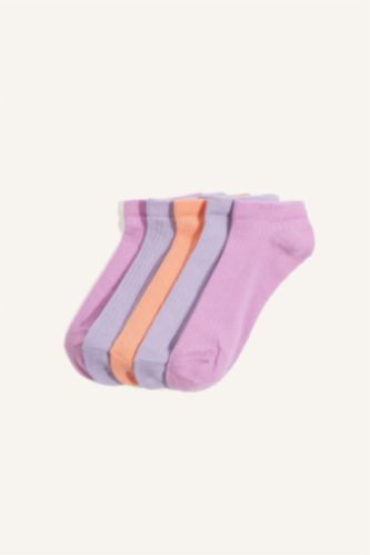 GIRLS & TEENS Purple شرابات قصيرة بناتي قطن - 5 قطع
